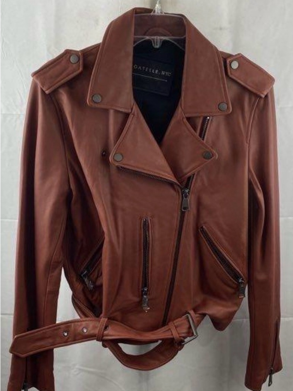 NWT Bagatelle Leather Biker Jacket in Sunset  Sz L        (Dark Red)
